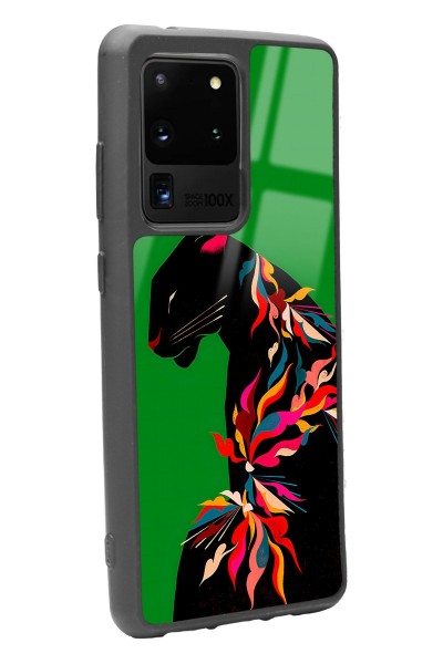 Samsung S20 Ultra Renkli Leopar Tasarımlı Glossy Telefon Kılıfı
