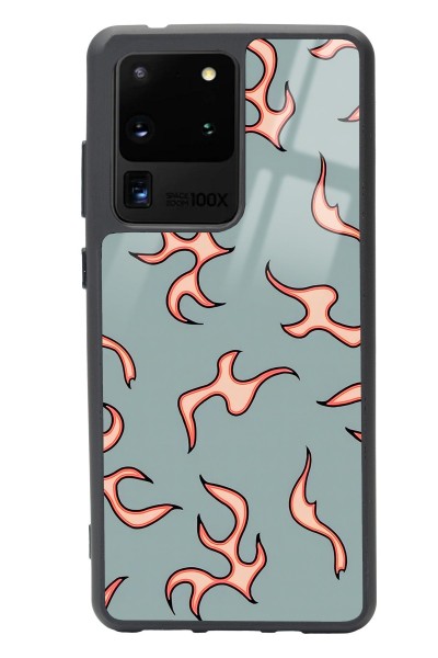 Samsung S20 Ultra Retro Alev Tasarımlı Glossy Telefon Kılıfı
