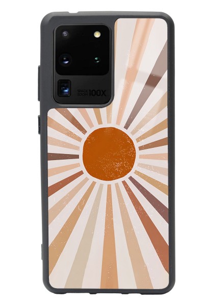 Samsung S20 Ultra Retro Güneş Tasarımlı Glossy Telefon Kılıfı