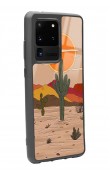 Samsung S20 Ultra Retro Kaktüs Güneş Tasarımlı Glossy Telefon Kılıfı