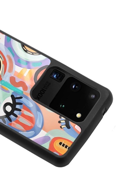 Samsung S20 Ultra Suluboya Retro Göz Tasarımlı Glossy Telefon Kılıfı