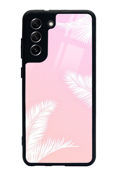 Samsung S21 Fe Beyaz Palmiye Tasarımlı Glossy Telefon Kılıfı