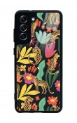 Samsung S21 Fe Çiçekli Kediler Tasarımlı Glossy Telefon Kılıfı