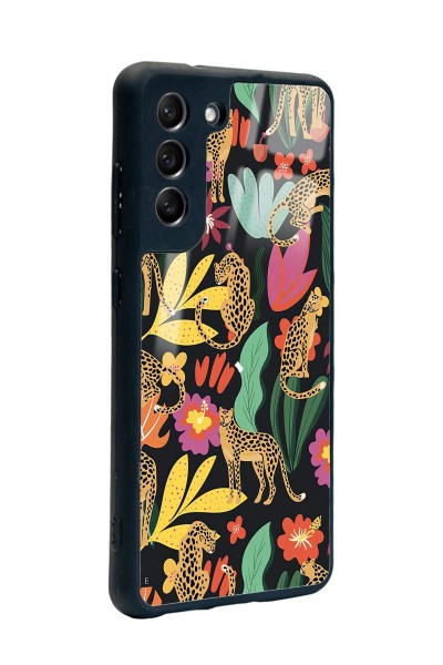 Samsung S21 Fe Çiçekli Kediler Tasarımlı Glossy Telefon Kılıfı