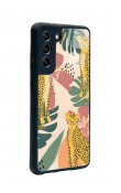 Samsung S21 Fe Çiçekli Leopar Tasarımlı Glossy Telefon Kılıfı