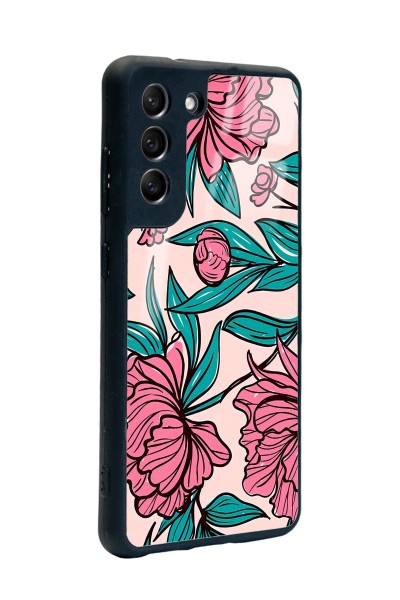 Samsung S21 Fe Fuşya Çiçekli Tasarımlı Glossy Telefon Kılıfı