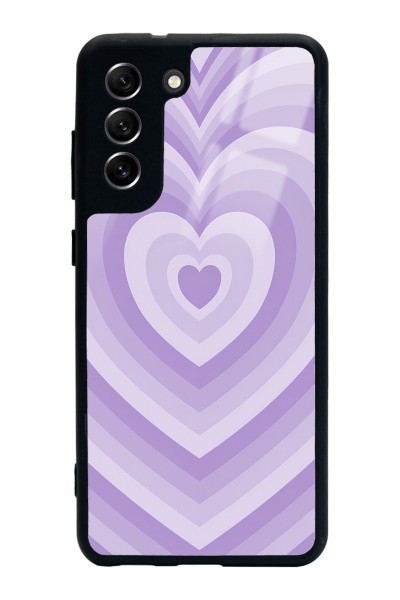 Samsung S21 Fe Lila Kalp Tasarımlı Glossy Telefon Kılıfı