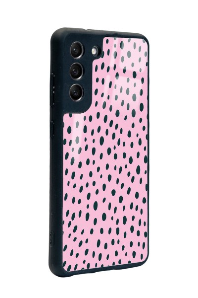 Samsung S21 Fe Pembe Benek Tasarımlı Glossy Telefon Kılıfı