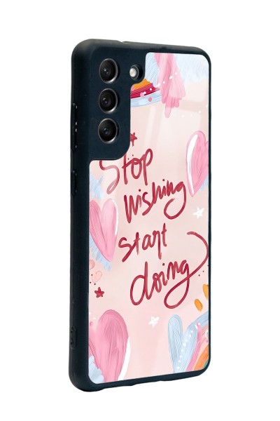 Samsung S21 Fe Pembe Motto Tasarımlı Glossy Telefon Kılıfı