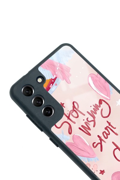 Samsung S21 Fe Pembe Motto Tasarımlı Glossy Telefon Kılıfı