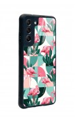 Samsung S21 Fe Retro Flamingo Duvar Kağıdı Tasarımlı Glossy Telefon Kılıfı