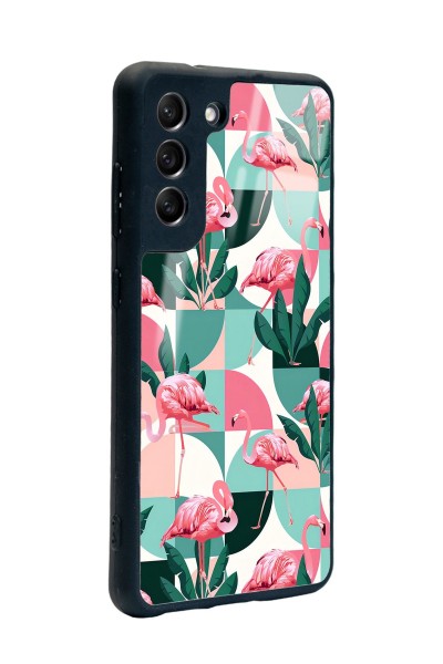 Samsung S21 Fe Retro Flamingo Duvar Kağıdı Tasarımlı Glossy Telefon Kılıfı