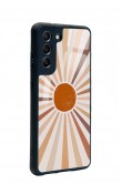 Samsung S21 Fe Uyumlu  Retro Güneş Tasarımlı Glossy Telefon Kılıfı