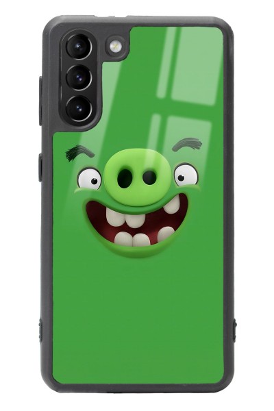 Samsung S21 Green Angry Birds Tasarımlı Glossy Telefon Kılıfı