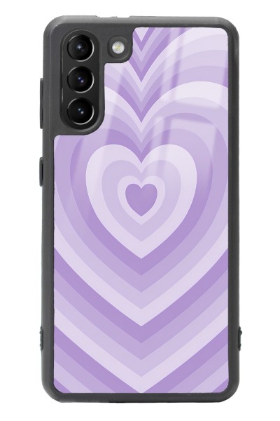 Samsung S21 Lila Kalp Tasarımlı Glossy Telefon Kılıfı