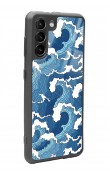 Samsung S21 Mavi Dalga Tasarımlı Glossy Telefon Kılıfı