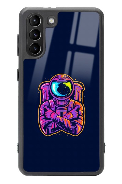 Samsung S21 Neon Astronot Tasarımlı Glossy Telefon Kılıfı