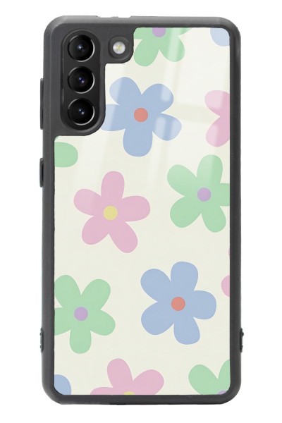 Samsung S21 Nude Çiçek Tasarımlı Glossy Telefon Kılıfı