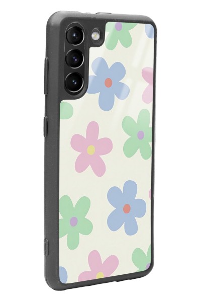 Samsung S21 Nude Çiçek Tasarımlı Glossy Telefon Kılıfı