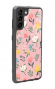 Samsung S21 Pinky Flowers Tasarımlı Glossy Telefon Kılıfı