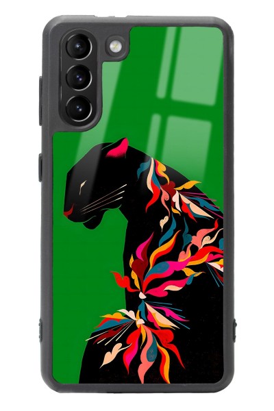Samsung S21 Renkli Leopar Tasarımlı Glossy Telefon Kılıfı