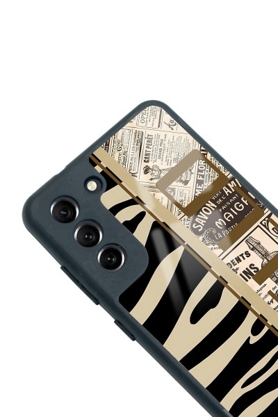 Samsung S21 Uyumlu Fe Zebra Gazete Tasarımlı Glossy Telefon Kılıfı