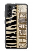 Samsung S21 Zebra Gazete Tasarımlı Glossy Telefon Kılıfı