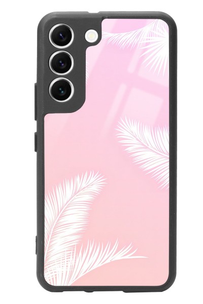 Samsung S22 Beyaz Palmiye Tasarımlı Glossy Telefon Kılıfı
