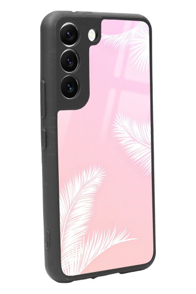 Samsung S22 Beyaz Palmiye Tasarımlı Glossy Telefon Kılıfı