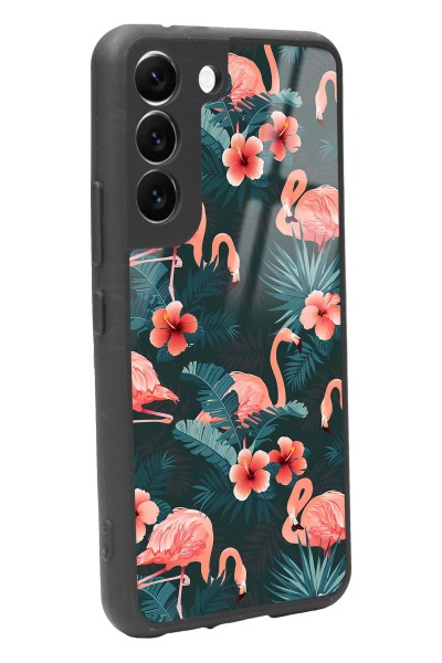 Samsung S22 Flamingo Leaf Tasarımlı Glossy Telefon Kılıfı