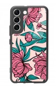 Samsung S22 Fuşya Çiçekli Tasarımlı Glossy Telefon Kılıfı