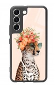 Samsung S22 Influencer Leopar Kedi Tasarımlı Glossy Telefon Kılıfı