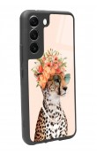 Samsung S22 Influencer Leopar Kedi Tasarımlı Glossy Telefon Kılıfı