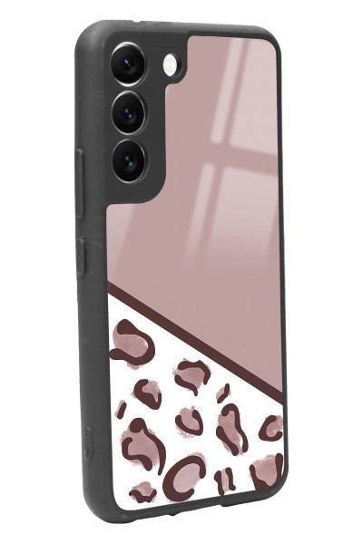 Samsung S22 Kahve Leopar Tasarımlı Glossy Telefon Kılıfı
