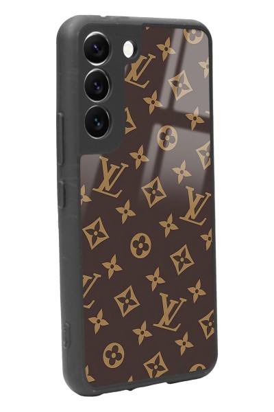 Samsung S22 Kahverengi Lv Tasarımlı Glossy Telefon Kılıfı