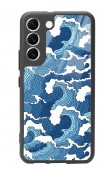 Samsung S22 Mavi Dalga Tasarımlı Glossy Telefon Kılıfı