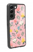 Samsung S22 Pinky Flowers Tasarımlı Glossy Telefon Kılıfı