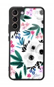 Samsung S22 Plus Beyaz Çiçek Tasarımlı Glossy Telefon Kılıfı