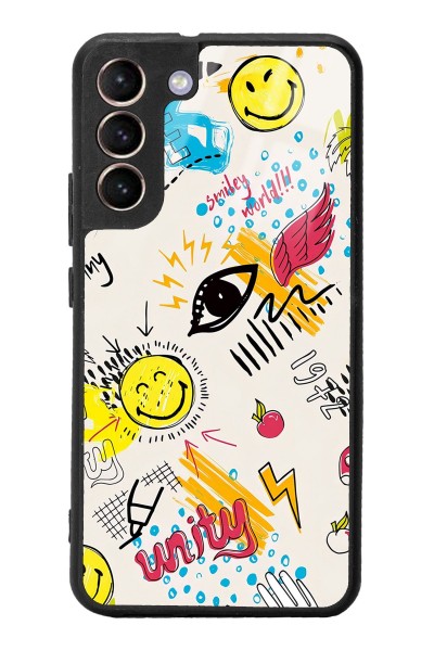 Samsung S22 Plus Doodle Emoji Tasarımlı Glossy Telefon Kılıfı