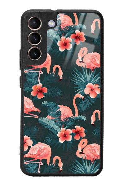 Samsung S22 Plus Flamingo Leaf Tasarımlı Glossy Telefon Kılıfı