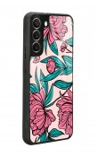 Samsung S22 Plus Fuşya Çiçekli Tasarımlı Glossy Telefon Kılıfı
