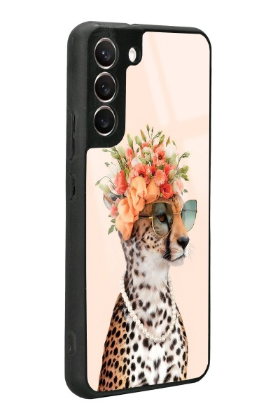 Samsung S22 Plus İnfluencer Leopar Kedi Tasarımlı Glossy Telefon Kılıfı