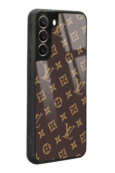 Samsung S22 Plus Kahverengi LV Tasarımlı Glossy Telefon Kılıfı