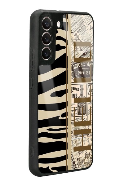 Samsung S22 Plus Zebra Gazete Tasarımlı Glossy Telefon Kılıfı