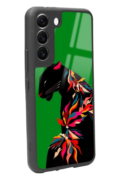 Samsung S22 Renkli Leopar Tasarımlı Glossy Telefon Kılıfı