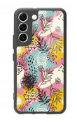 Samsung S22 Retro Çizgi Çiçek Tasarımlı Glossy Telefon Kılıfı