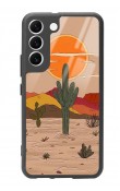 Samsung S22 Retro Kaktüs Güneş Tasarımlı Glossy Telefon Kılıfı