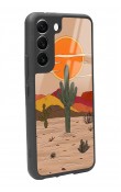 Samsung S22 Retro Kaktüs Güneş Tasarımlı Glossy Telefon Kılıfı