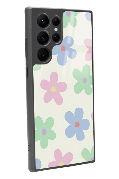 Samsung S22 Ultra Nude Çiçek Tasarımlı Glossy Telefon Kılıfı
