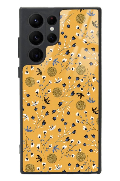 Samsung S22 Ultra Sarı Bindanlı Tasarımlı Glossy Telefon Kılıfı